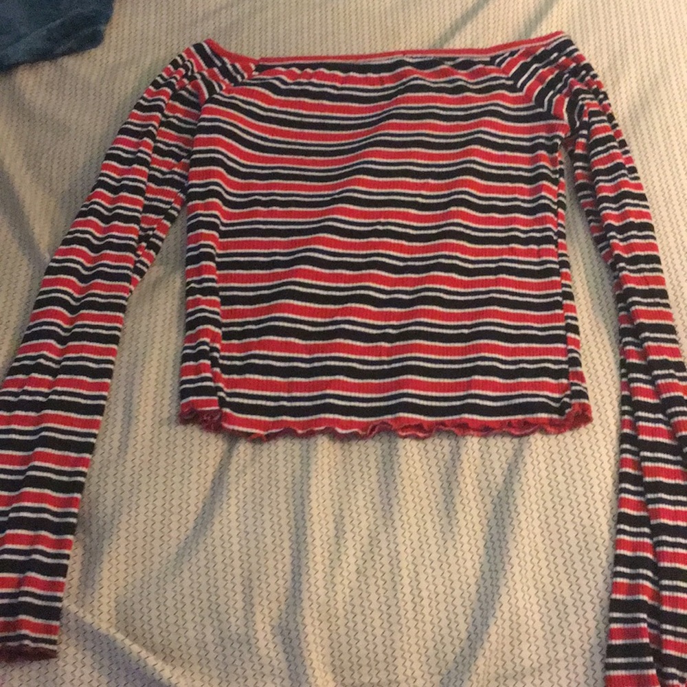 Red Black and White long sleeve lightweight Tshirt